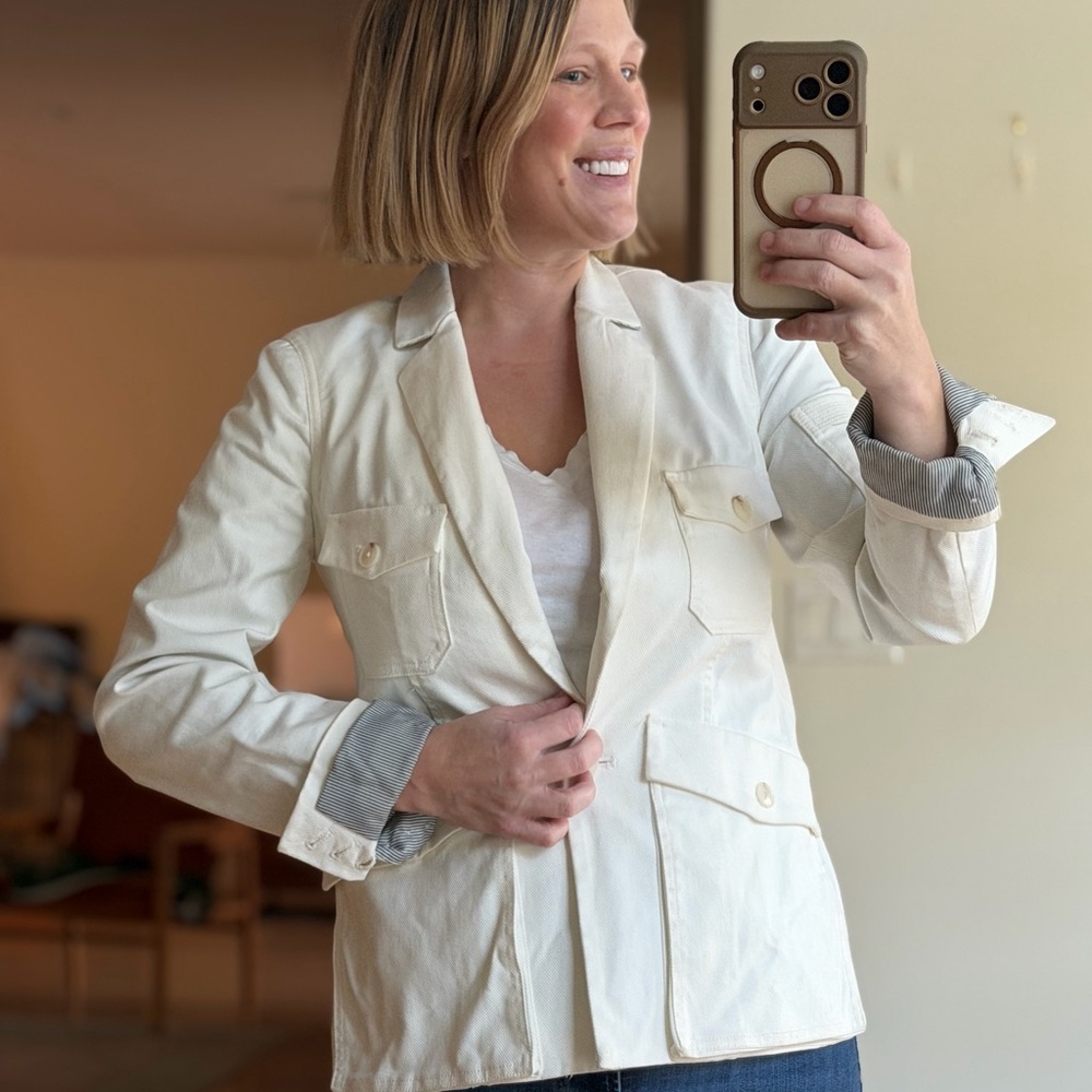 NWOT Anthropologie Size 4 Ivory White Cream Blazer Corduroy Velvet Jacket Coat